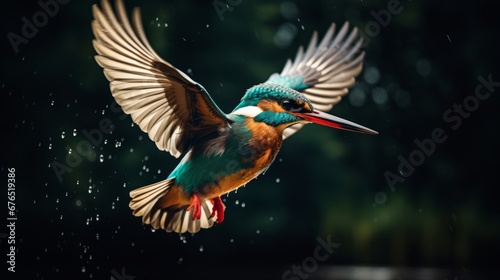 Majestic Kingfisher in Mid-Flight
