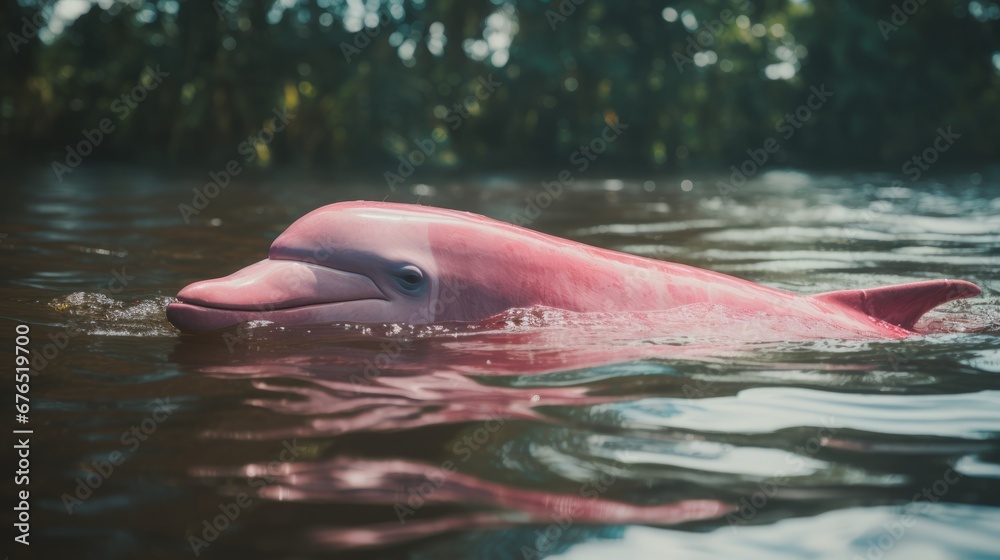 Fototapeta premium Pink River Dolphin in the Amazon River