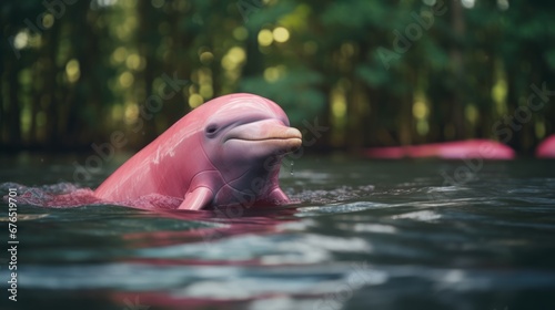 Pink River Dolphin in the Amazon River photo