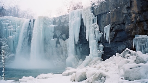 Serene Frozen Waterfall