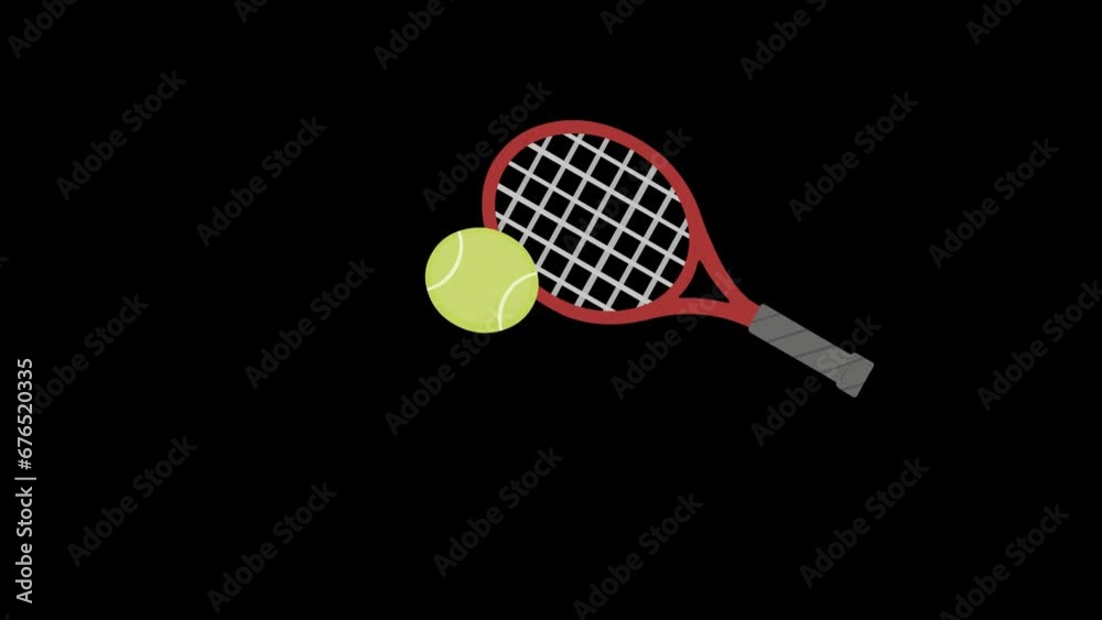 Vidéo Stock video animation cartoon illustration tennis racket hitting a ball. On a transparent