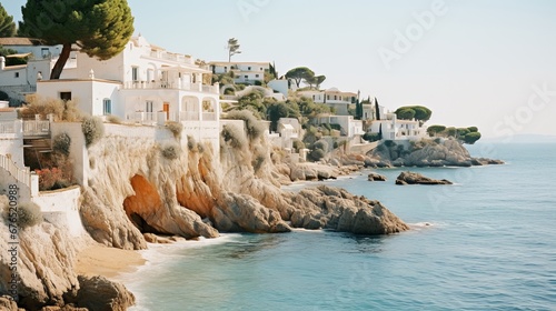 Tranquil Mediterranean Coastal Village with White-Washed Buildings