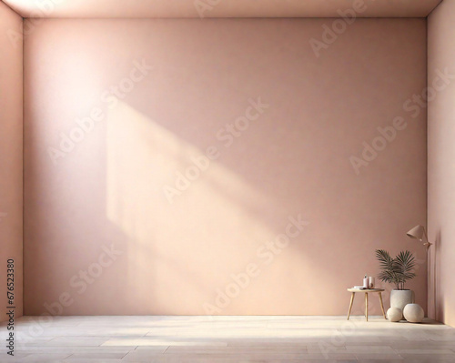 empty space in light color with a play of light and shadow on the wall and floor for mockup or creative work