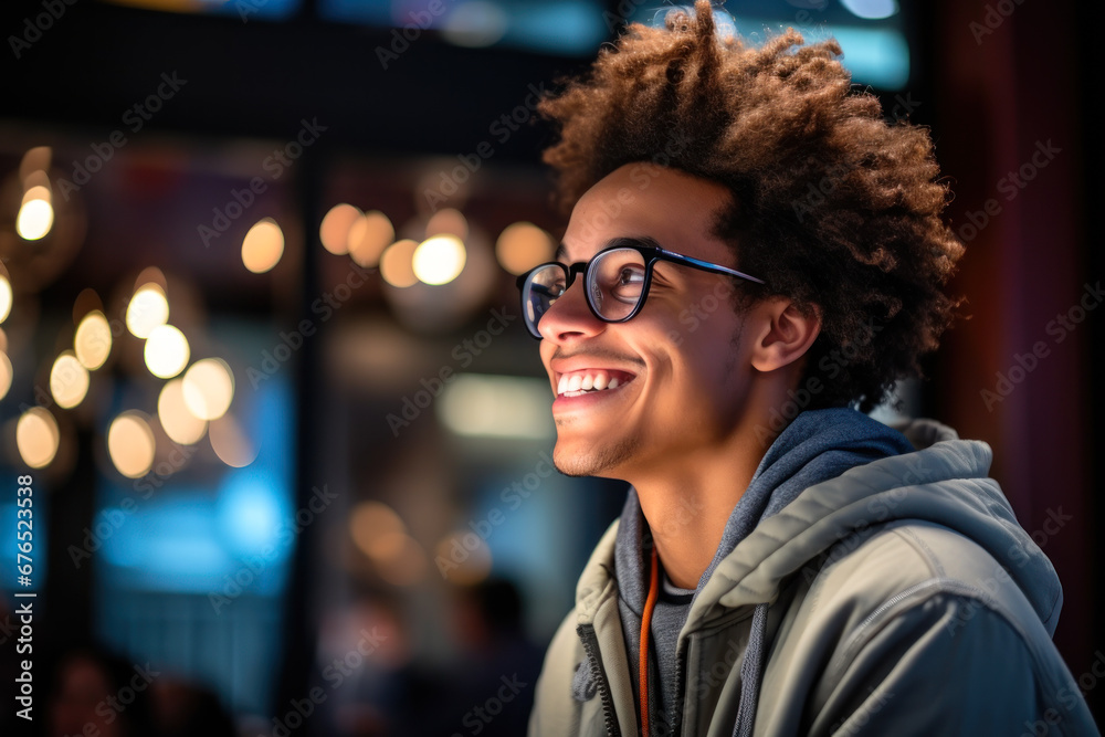happy curly guy with glasses ai generative happy curly guy with glasses ai generative