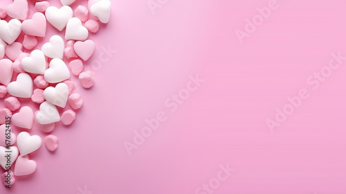 pink background for text with candies.