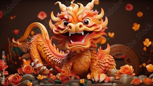 3D illustration  traditional chinese dragon