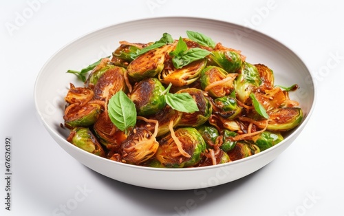 A Delicious Dish, Brussels Sprouts on a White Bowl