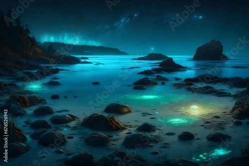 the serene beauty of bioluminescent lakes at night