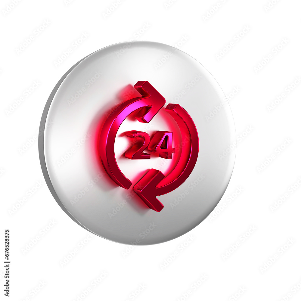 Red Telephone 24 hours support icon isolated on transparent background. All-day customer support call-center. Full time call services. Silver circle button. Red Telephone 24 hours support icon isolated on transparent background. All-day customer support call-center. Full time call services. Silver circle button.