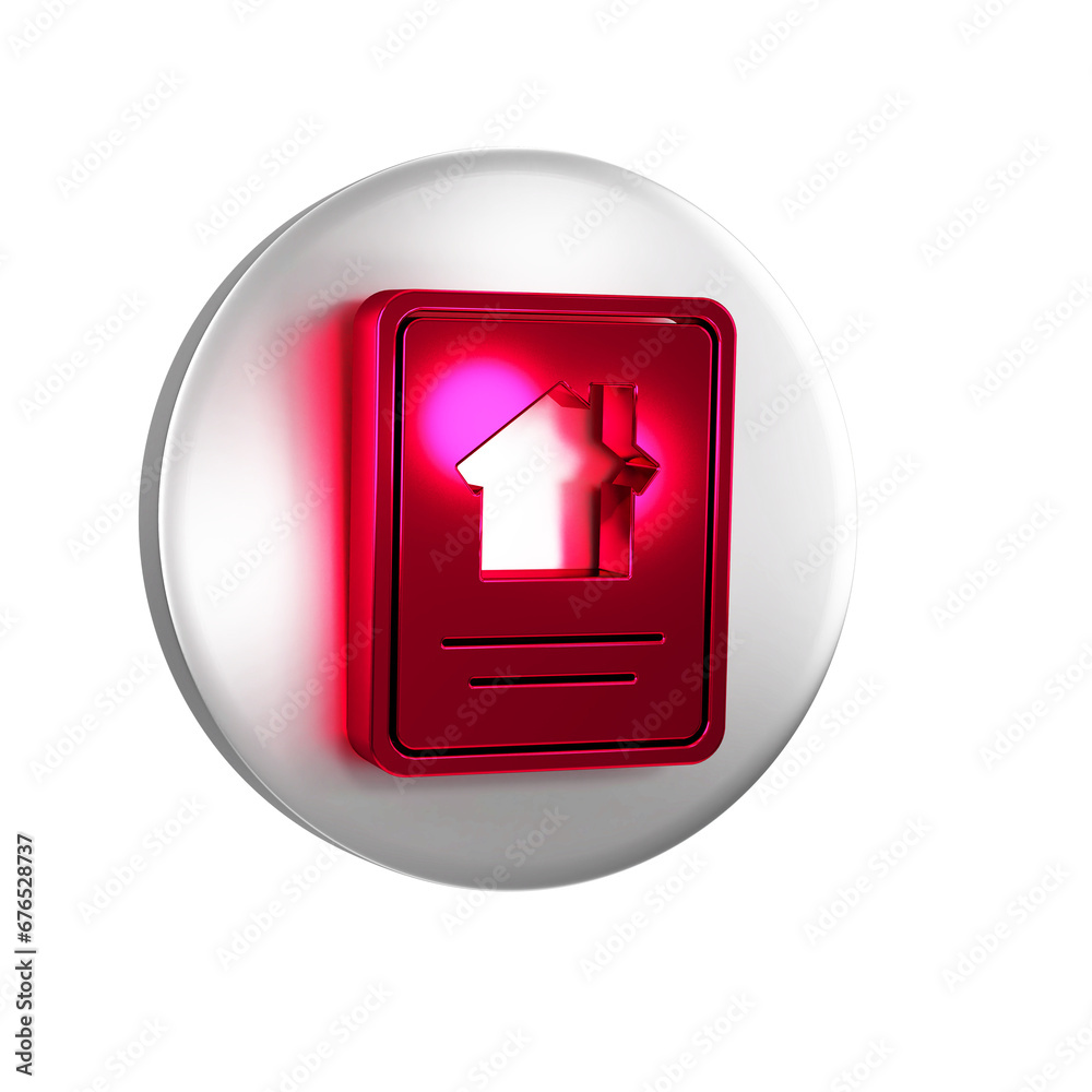 Red Online real estate house on tablet icon isolated on transparent background. Home loan concept, rent, buy, buying a property. Silver circle button. Red Online real estate house on tablet icon isolated on transparent background. Home loan concept, rent, buy, buying a property. Silver circle button.