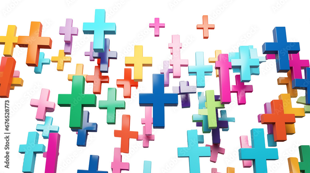 Obraz premium Abstract background made with 3D render colorful cross shapes. Generative AI