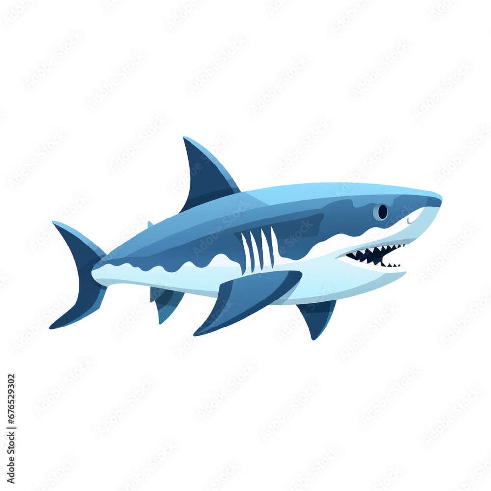 A shark swimming flat icon in a white background