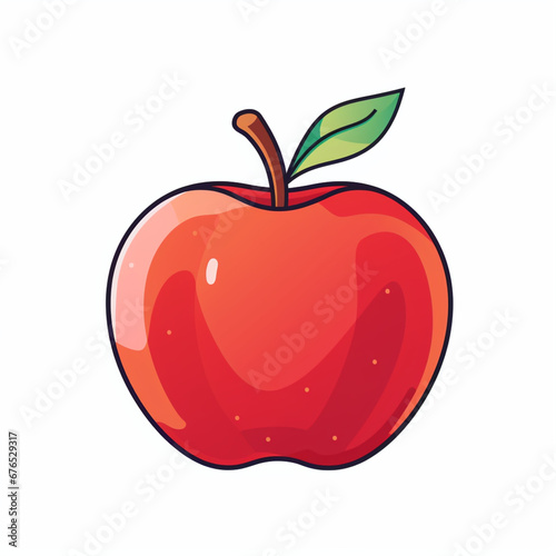 An apple flat icon in a white background