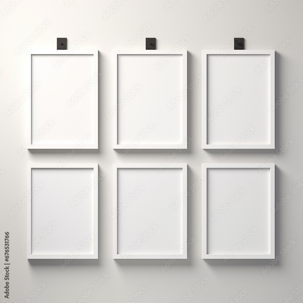 a realistic blank photo frame hanging on a wall created with Generative Ai