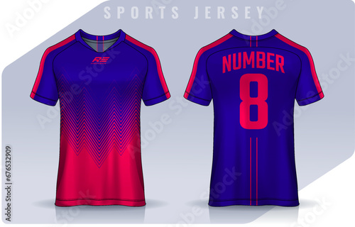 t-shirt sport design template, Soccer jersey mockup for football club. uniform front and back view.	