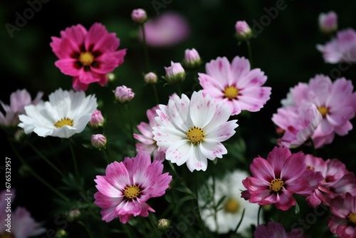 Pink and white flowers. Generative AI