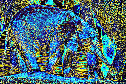abstract colorful illustration of an elephnt calf