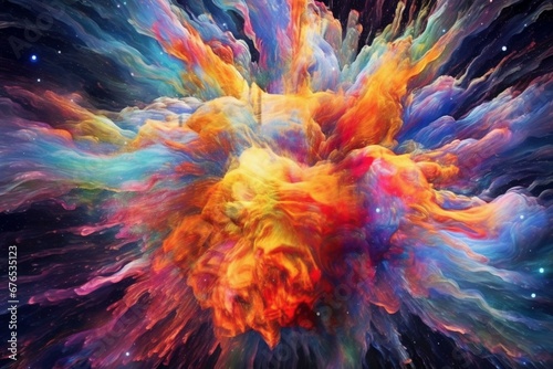 Vibrant explosion of colors in a galaxy-like brain. Delightful creativity and mind-blowing concept. Generative AI photo