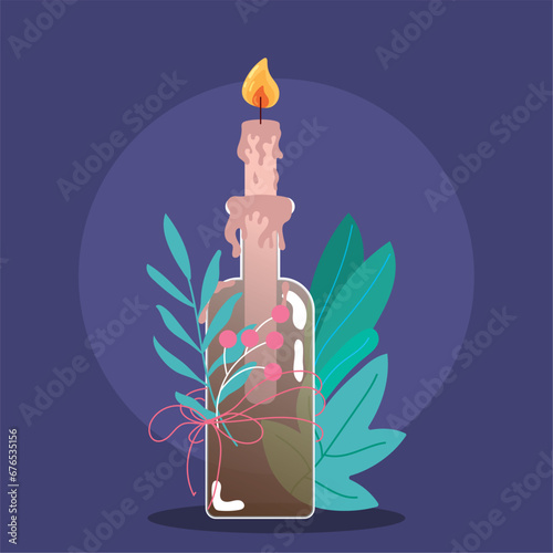 Isolated aromatherapy candle on a bottle Vector