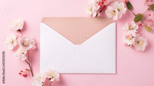 pink flowers and blank card, valentines day, mothers day