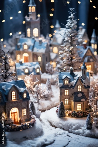 A snowy village A cozy and charming winter village scene