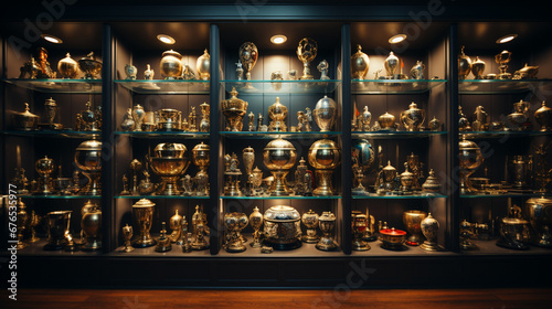 Many golden trophies. Room for winner