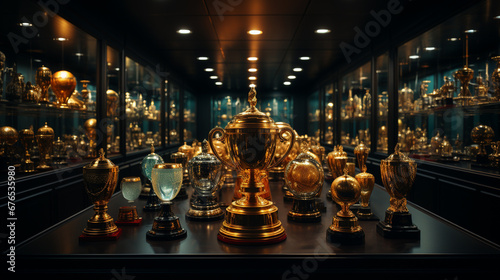 Many golden trophies. Room for winner