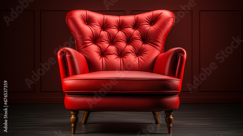 Red leather armchair. © andranik123