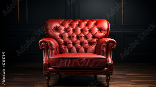 Red leather armchair. © andranik123