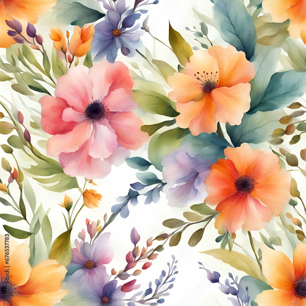 Obraz premium beautiful watercolor flowers background