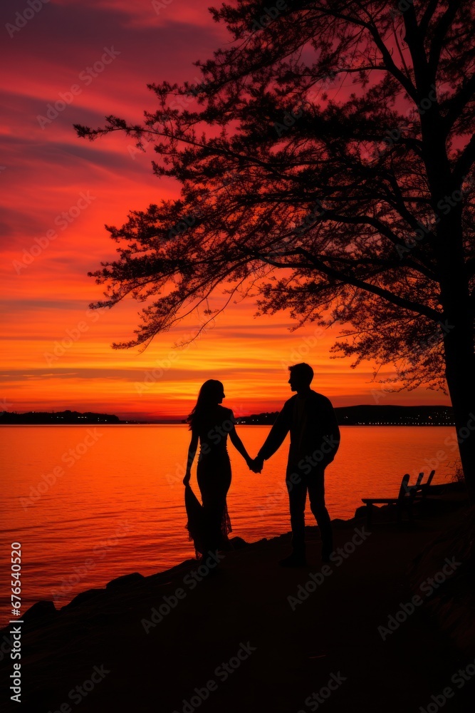 Fototapeta premium A romantic sunset A picturesque scene of a beautiful sun