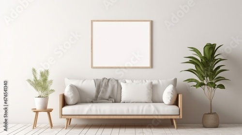 Living Room with Blank Picture Frame