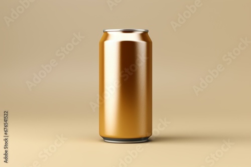 3D rendered metallic drink can on blank background. Generative AI