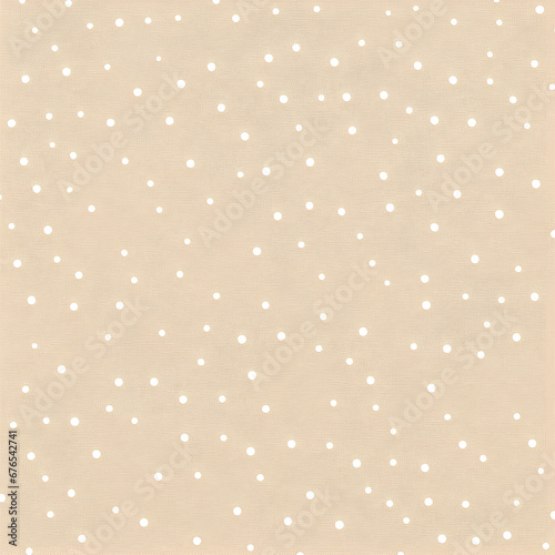 Light beige fabric with white polka dots. Polka dot tablecloth. light background, pattern