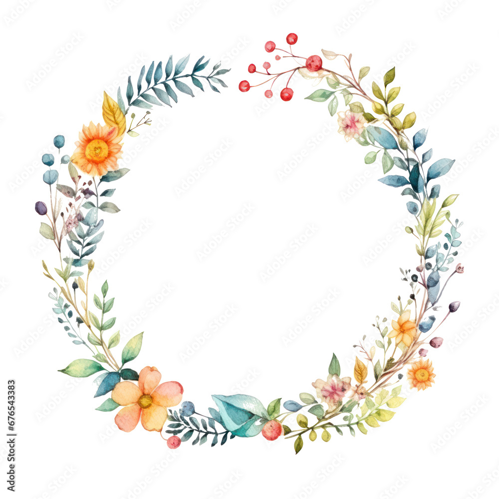 Obraz premium watercolor floral wreath isolated