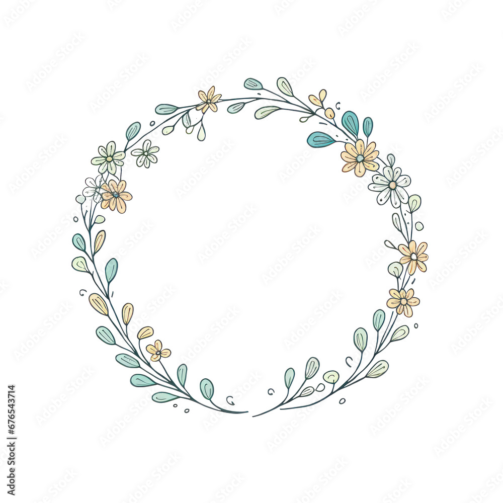 watercolor floral wreath isolated