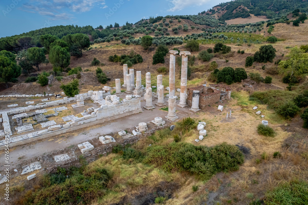 The Temple of Artemis at Sardis, the fourth largest temple of the Ionic order in the world, is an ancient temple on the western slopes of the acropolis, below Mount Tmolos.