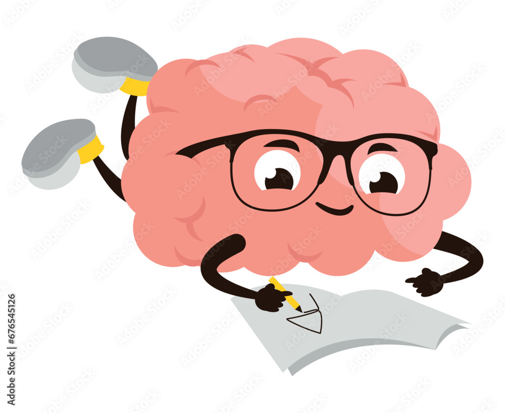 Naklejka premium cartoon brain drawing
