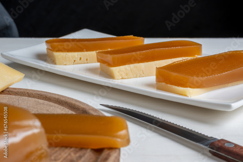 Fototapeta Naklejka Na Ścianę i Meble -  Sweet potato candy and cheese, it is a traditional Argentine dessert known by the name 