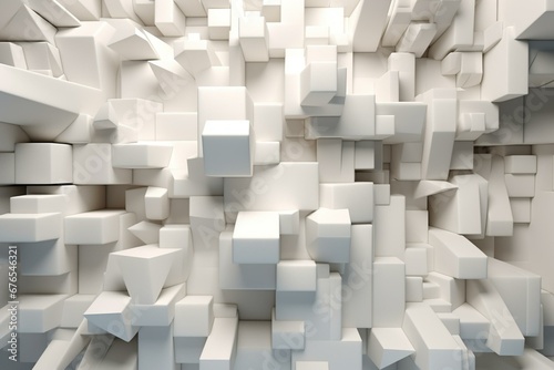 Abstract 3D white geometric design. Generative AI © Astraea