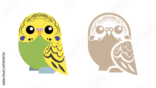 Cute parrot (vector, logo, illustration)