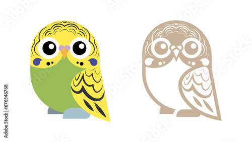 Cheerful parrot (vector, logo, illustration)