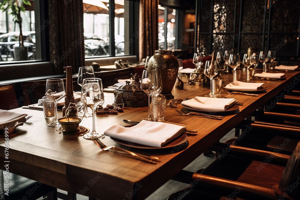 Elegant Indoor Restaurant Table Arrangement Elegant Indoor Restaurant Table Arrangement
