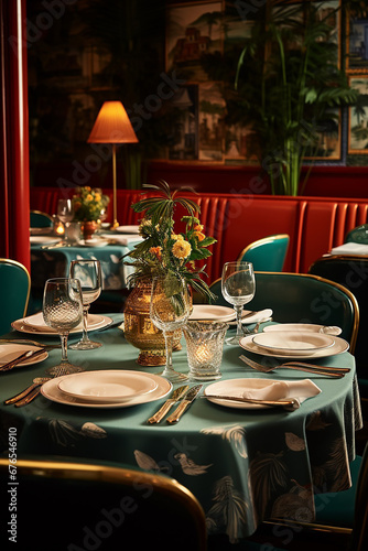 Elegant Indoor Restaurant Table Arrangement