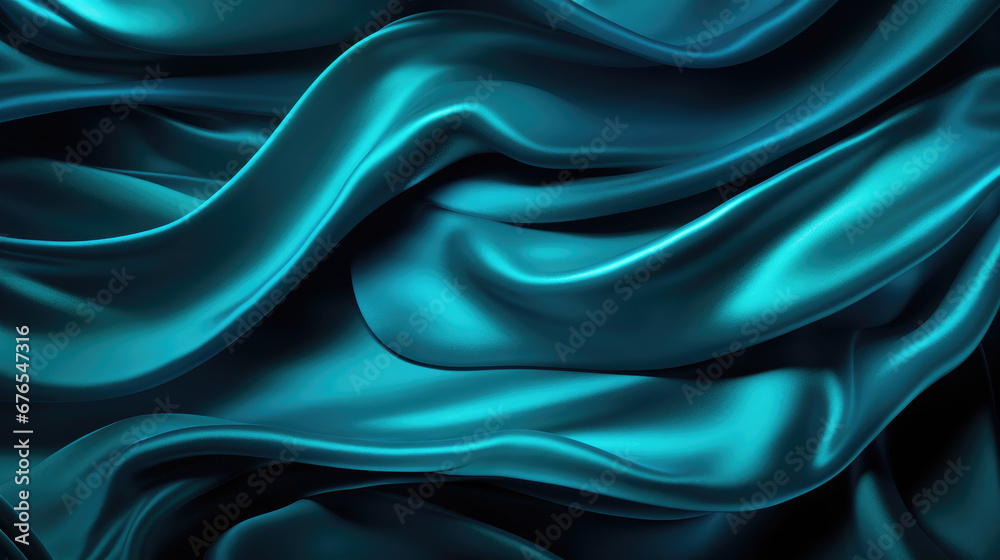 Fototapeta premium Lustrous Turquoise Velvet Swirls: 3D Backgrounds with Dazzling Shine