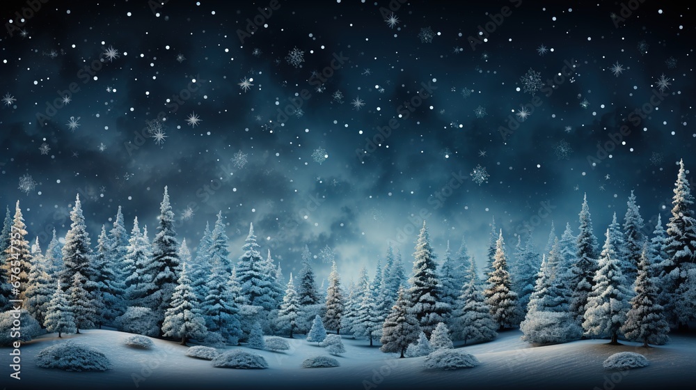 Christmas tree decorated in snowy winter landscape with bright balls stars glowing and blur background AI generated
Christmas tree decorated in snowy winter landscape with bright balls stars glowing and blur background AI generated