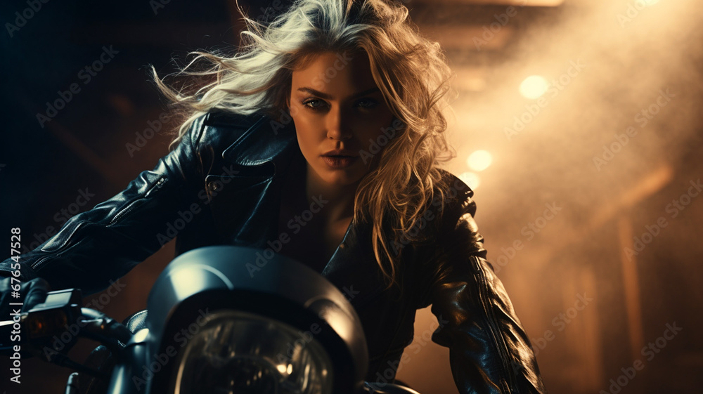 woman on motorbike woman on motorbike