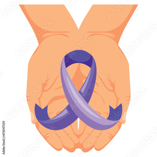 epilepsy ribbon on hands