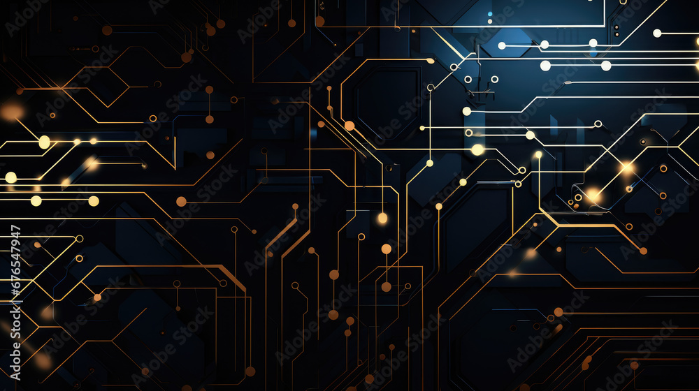 Obraz premium Modern Dark Blue Background with Circuitry