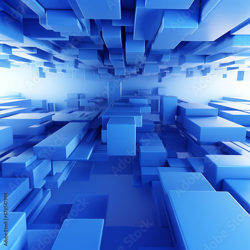 Abstract 3D render, blue geometric background and design, Futuristic technology digital, Network technologies, 3d texture 